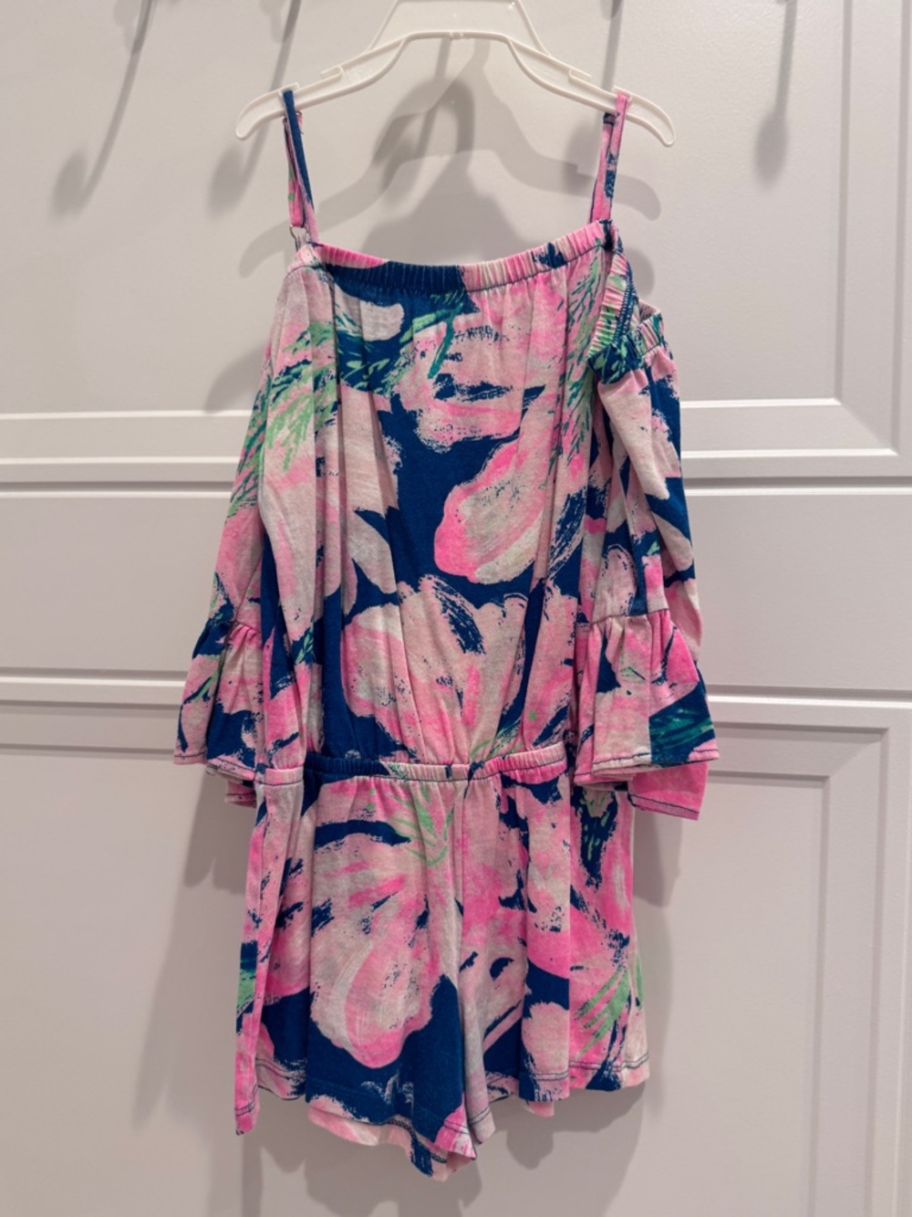 Lilly Pulitzer girls peep shoulder cotton floral romper